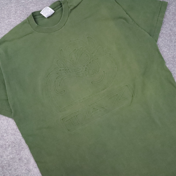 Vintage Looney Tunes Taz Embossed XL Green Short Sleeve T-Shirt - Picture 9 of 10